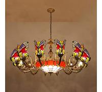 ZBZFGE Chandeliers -Style Butterfly HangPendant Light Vintage Stained Glass CeilLight Fixtures, Bedroom, Kitchen, Hallway,Green,12 Light (Purple 12 Light)