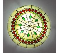 ZBZFGE Chandeliers -Style CeilLights Flush Mount, Dimmable 30cm/40cm/50cm Stained Glass Round CeilLamp for LivRoom Bedroom Kitchen Hallway Bathroom (F 40cm)