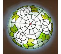 ZBZFGE Chandeliers -Style CeilLights Flush Mount, Dimmable 30cm/40cm/50cm Stained Glass Round CeilLamp for LivRoom Bedroom Kitchen Hallway Bathroom (C 40cm)