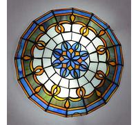 ZBZFGE Chandeliers -Style CeilLights Flush Mount, Dimmable 30cm/40cm/50cm Stained Glass Round CeilLamp for LivRoom Bedroom Kitchen Hallway Bathroom (I 30cm)