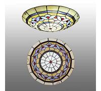 ZBZFGE Chandeliers -Style CeilLights Flush Mount, Dimmable 30cm/40cm/50cm Stained Glass Round CeilLamp for LivRoom Bedroom Kitchen Hallway Bathroom (Y 30cm)