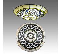 ZBZFGE Chandeliers -Style CeilLights Flush Mount, Dimmable 30cm/40cm/50cm Stained Glass Round CeilLamp for LivRoom Bedroom Kitchen Hallway Bathroom (W 30cm)