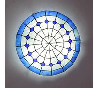 ZBZFGE Chandeliers -Style CeilLights Flush Mount, Dimmable 30cm/40cm/50cm Stained Glass Round CeilLamp for LivRoom Bedroom Kitchen Hallway Bathroom (R 30cm)