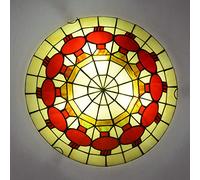 ZBZFGE Chandeliers -Style CeilLights Flush Mount, Dimmable 30cm/40cm/50cm Stained Glass Round CeilLamp for LivRoom Bedroom Kitchen Hallway Bathroom (O 30cm)