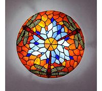 ZBZFGE Chandeliers -Style CeilLights Flush Mount, Dimmable 30cm/40cm/50cm Stained Glass Round CeilLamp for LivRoom Bedroom Kitchen Hallway Bathroom (A 50cm)