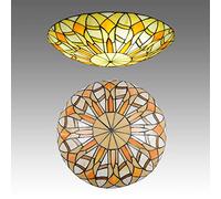 ZBZFGE Chandeliers -Style CeilLights Flush Mount, Dimmable 30cm/40cm/50cm Stained Glass Round CeilLamp for LivRoom Bedroom Kitchen Hallway Bathroom (X 30cm)