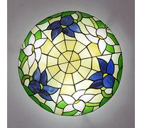 ZBZFGE Chandeliers -Style CeilLights Flush Mount, Dimmable 30cm/40cm/50cm Stained Glass Round CeilLamp for LivRoom Bedroom Kitchen Hallway Bathroom (G 30cm)