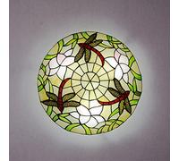 ZBZFGE Chandeliers -Style CeilLights Flush Mount, Dimmable 30cm/40cm/50cm Stained Glass Round CeilLamp for LivRoom Bedroom Kitchen Hallway Bathroom (Q 30cm)