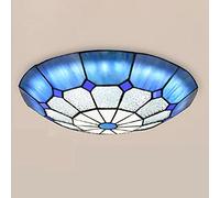 ZBZFGE Chandeliers -Style CeilLights Flush Mount, Dimmable 30cm/40cm/50cm Stained Glass Round CeilLamp for LivRoom Bedroom Kitchen Hallway Bathroom (T 40cm)