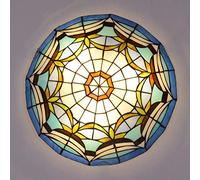 ZBZFGE Chandeliers -Style CeilLights Flush Mount, Dimmable 30cm/40cm/50cm Stained Glass Round CeilLamp for LivRoom Bedroom Kitchen Hallway Bathroom (L 40cm)