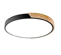 ZBZFGE Chandeliers, Ultra-Thin Round Led Flush Mount Ceiling Lights Lamp Fixtures, Round Iron Wooden Ceiling Lamp, White Light 6000K, Acrylic Lamp Shade, Bedroom Ceiling Light Fixture(Black,40cm)