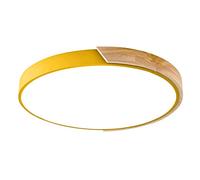 ZBZFGE Chandeliers, Ultra-Thin Round Led Flush Mount Ceiling Lights Lamp Fixtures, Round Iron Wooden Ceiling Lamp, White Light 6000K, Acrylic Lamp Shade, Bedroom Ceiling Light Fixture(Yellow,40cm)