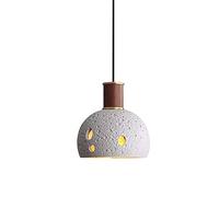ZBZFGE Chandeliers, Wooden Art Single-Head Resin Chandelier Gray Semicircular Cement-Like Hanging Metal Pendant Light for Bedroom Living Dining Room Decoration Lighting Color Grey