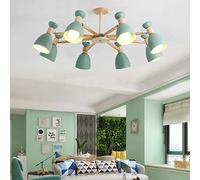 ZBZFGE Chandeliers, Wooden Pendant Metal Lampshade Ceiling Hanging Mounted Lamp Shade Bedroom Living Decoration Fixtures Kitchen Dining Room Lighting Lights Hangi Color : Green