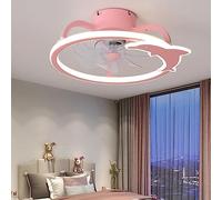ZBZFGE Children's Room Ceiling Fan Lamp with Light Remote Control to Adjust The 3-Speed Color Temperature Fan Chandelier,Hanging Light(Pink)