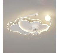 ZBZFGE Children's Room Light Fans with Cartoon Chandelier Lamp in Cloud-Sdimmable Flush Mount Ceiling Lights for Bedroom Living Room/White
