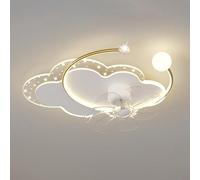 ZBZFGE Children's Room Light Fans with Cartoon Chandelier Lamp in Cloud-Sdimmable Flush Mount Ceiling Lights for Bedroom Living Room/D