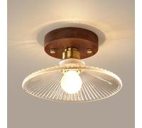 ZBZFGE Clear Glass Hallway Light Nordic Creativity Walnut Kitchen Ceiling Mount Lamp Retro Style Bedroom Chandelier for Bathroom Porch Aisle Stairs Balcony Entrance Hall/B