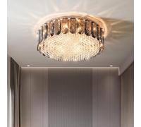 ZBZFGE Close to Fixtures Smoke Grey Metal Flush Mount Light M- Round Luxury Crystal Ceiling Lamp Chandelier Lighting for Bedroom Living Dining Room Hallway,Hanging Li