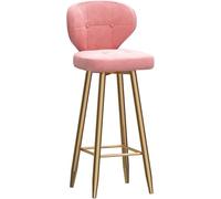 ZBZFGE Counter Bar Stools with ARC Back and Velvet Upholstered Seat, Tall Stool Dining Chair for Home Kitchen Island, 26/30in (Pink-1ps,65cm)