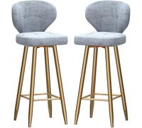 ZBZFGE Counter Bar Stools with ARC Back and Velvet Upholstered Seat, Tall Stool Dining Chair for Home Kitchen Island, 26/30in (Grey-2ps,75cm)