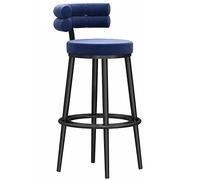 ZBZFGE Counter Barstools, 330 LBS Velvet Stool Kitchen Island, Upholstered Pub Stools with Footrest, Dining Chairs for Bar, 26/30in (Blue-1ps,65cm/26in)