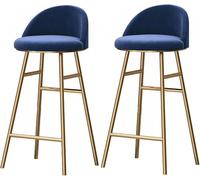 ZBZFGE Counter Height 26/30" Bar Stools with Back and Footrest Velvet Upholstered Barstools Bar Chairs Island Kitchen Stools Support 330LBS (Blue-2PS,65CM)