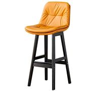 ZBZFGE Counter Height Backrest Barstools, Synthetic Leather Upholstered Kitchen Bar Stool Bar Chairs with Wood Legs (Kitchen Island Dining Room) (Yellow-1ps,61cm/24in)