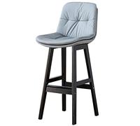 ZBZFGE Counter Height Backrest Barstools, Synthetic Leather Upholstered Stool Bar Chairs with Wood Legs (Kitchen Island Dining Room) (Light Gray-1ps,61cm/24in)