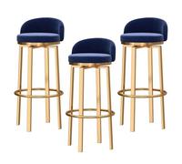 ZBZFGE Counter Height Bar Set of Upholstered Velvet Swivel Barstools with Backrest & Footrests, Nordic Light Luxury Comfortable Kitchen Island Stools (Blue,75cm(29.5''))