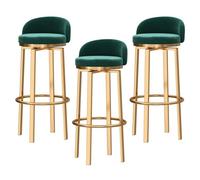 ZBZFGE Counter Height Bar Set of Upholstered Velvet Swivel Barstools with Backrest & Footrests, Nordic Light Luxury Comfortable Kitchen Island Stools (Green,65cm(25.6''))
