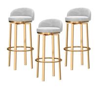 ZBZFGE Counter Height Bar Set of Upholstered Velvet Swivel Barstools with Backrest & Footrests, Nordic Light Luxury Comfortable Kitchen Island Stools (White,75cm(29.5''))