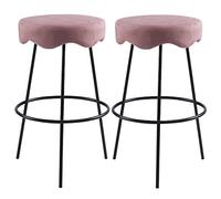 ZBZFGE Counter Height Bar Stools, 26/30” Barstools with Upholstered Seat and Footrest, Tall Stool for Kitchen Counter/Cafe, 330LBS (Pink-2ps,65cm/26.5in)