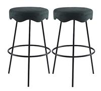 ZBZFGE Counter Height Bar Stools, 26/30” Barstools with Upholstered Seat and Footrest, Tall Stool for Kitchen Counter/Cafe, 330LBS (Green-2ps,65cm/26.5in)