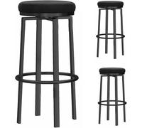 ZBZFGE Counter Height Bar Stools Kitchen Swivel Velvet Barstools Set of Upholstered Island Pub Kitchens Breakfast Tall Stool, 26/30 in (Black,65cm)