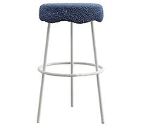 ZBZFGE Counter Height Bar Stools, Lambsca Upholstered Bartools, 26/30“ Kitchen Tall Stool with Metal Leg and Footrest, Kitchens Counter Island Breakfast (Blue-1ps,65cm/26.5in)