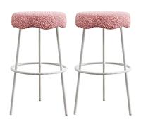 ZBZFGE Counter Height Bar Stools, Lambsca Upholstered Bartools, 26/30“ Kitchen Tall Stool with Metal Leg and Footrest, Kitchens Counter Island Breakfast (Pink-2ps,75cm/29.6in)