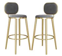 ZBZFGE Counter Height Bar Stools Set of 2, Velvet Upholstered Breakfast Dining Chair, Comfortable Bar Chairs Kitchen Island Stool for Restaurant, Bistro, Counter (Grey,65cm(25.6''))