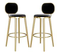 ZBZFGE Counter Height Bar Stools Set of 2, Velvet Upholstered Breakfast Dining Chair, Comfortable Bar Chairs Kitchen Island Stool for Restaurant, Bistro, Counter (Black,65cm(25.6''))