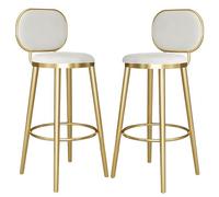 ZBZFGE Counter Height Bar Stools Set of 2, Velvet Upholstered Breakfast Dining Chair, Comfortable Bar Chairs Kitchen Island Stool for Restaurant, Bistro, Counter (White,75cm(29.5''))