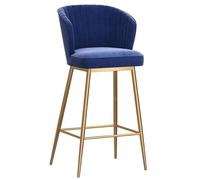 ZBZFGE Counter Height Chairs Ergonomic Velvet Bar Stools Curved Backrest High Barstools Breakfast Kitchen Island Chair, Comfy Large Seat Pads (Blue,29.5''(75cm))