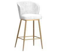 ZBZFGE Counter Height Chairs Ergonomic Velvet Bar Stools Curved Backrest High Barstools Breakfast Kitchen Island Chair, Comfy Large Seat Pads (White,25.6''(65cm))