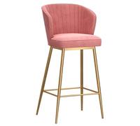ZBZFGE Counter Height Chairs Ergonomic Velvet Bar Stools Curved Backrest High Barstools Breakfast Kitchen Island Chair, Comfy Large Seat Pads (Pink,29.5''(75cm))