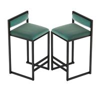 ZBZFGE Counter Height Stools Bar Stools Set of 2, Counter Height Barstools, Velvet Upholstered Kitchen Island Stool, Low Backrest Bar Chairs Easy Assembly (Green,75cm(29.6''))