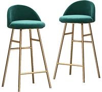 ZBZFGE Counter Height Stools Bar Stools Set of 2- Velvet Barstools with Gold Metal Legs Kitchen Island Stools, High Bar Chairs for Island Counter, Pub, Bistro (Green-Gold Legs,65cm)