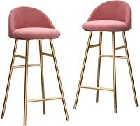 ZBZFGE Counter Height Stools Bar Stools Set of 2- Velvet Barstools with Gold Metal Legs Kitchen Island Stools, High Bar Chairs for Island Counter, Pub, Bistro (Pink-Gold Legs,75cm)