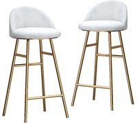 ZBZFGE Counter Height Stools Bar Stools Set of 2- Velvet Barstools with Gold Metal Legs Kitchen Island Stools, High Bar Chairs for Island Counter, Pub, Bistro (Coffee,Gold,White,75cm)