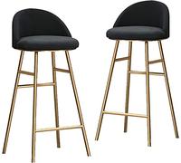 ZBZFGE Counter Height Stools Bar Stools Set of 2- Velvet Barstools with Gold Metal Legs Kitchen Island Stools, High Bar Chairs for Island Counter, Pub, Bistro (Black,Coffee,Gold,75cm)
