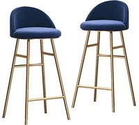 ZBZFGE Counter Height Stools Bar Stools Set of 2- Velvet Barstools with Gold Metal Legs Kitchen Island Stools, High Bar Chairs for Island Counter, Pub, Bistro (Blue,Coffee,Gold,75cm)
