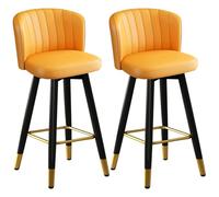 ZBZFGE Counter Height Stools Counter Stool º Swivel Upholstered Bar Stool with Back Counter Height Barstools for Kitchen Islands, (Orange,65cm)